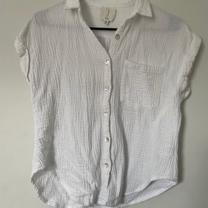 Short sleeve textured button down